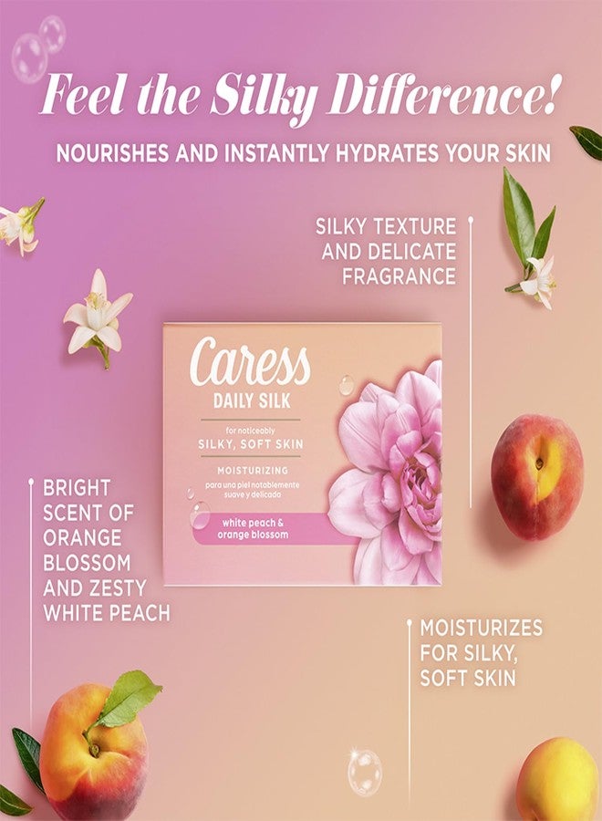 Caress Body Wash 2-Pack + Bar Soap, Daily Silk Bundle – Bath & Shower Essentials for Silky Soft Skin, White Peach & Orange Blossom - Image 4
